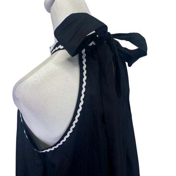 CELINA MOON Nawari Ric Rac Mini Dress Sz S Black Tiered Ruffle Halter Tuckernuck - Picture 11 of 15